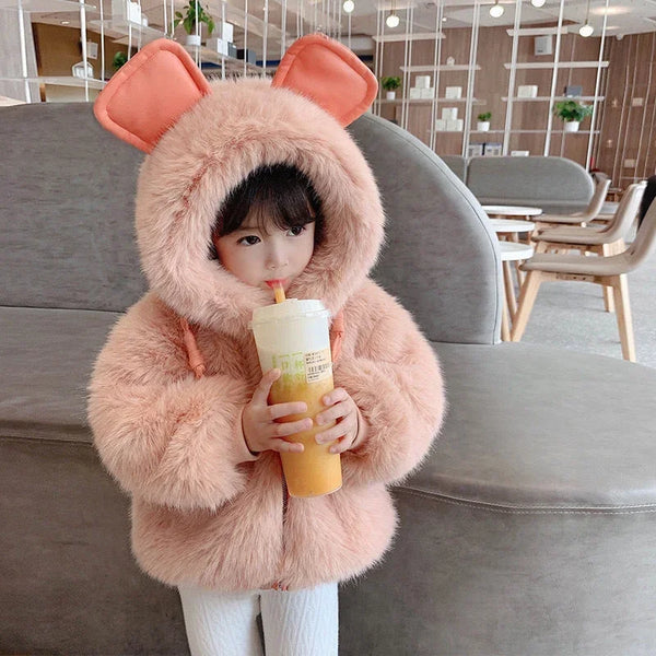 New Cute Autumn Winter Children Toddler Girl Clothing Coat for Little Girls Outerwear Baby Girl Clothes Kids Imitation Fur E4843