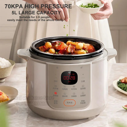 SUPOR Electric Pressure Cooker 5L Rice Cooker 70Kpa Multifunction Fast Cooking Stew Bones Beef Porridge For Kitchen SY-50YC5006