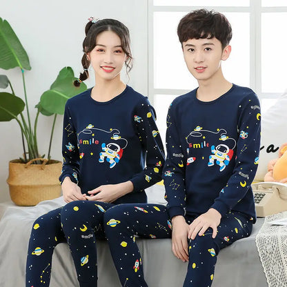 Teens Pijamas Long Sleeve Cotton Pyjamas Kids Clothes Sets Cartoon Big Boy Sleepwear Cute Pajamas For Girls 10 12 14 16 18 Years