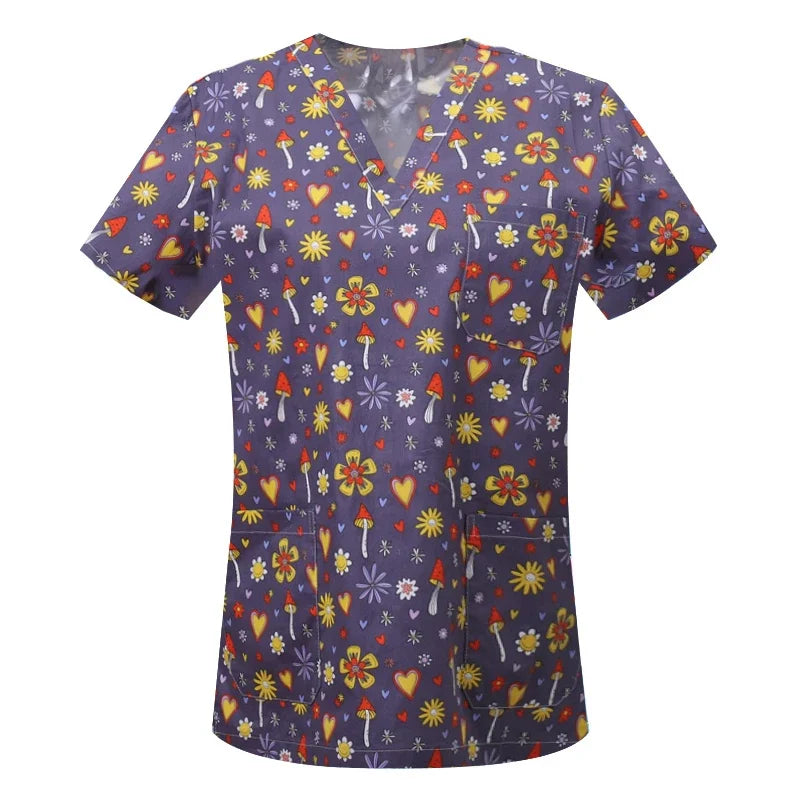 S-XXL Pet Grooming doctor Work Clothes 100%Cotton Scrubs Workwear Men and Women Uniforms Wholesale Printing Scrubs Tops/shirts