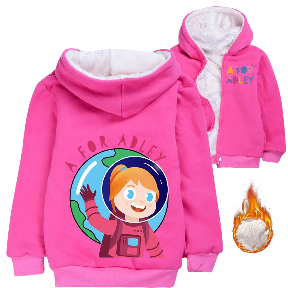 A for Adley Cartoon Boys Coat Children's Clothing for Winter Cotton Kids Parkas Little Girls Zipper Coats Toddlers Baby Jacket