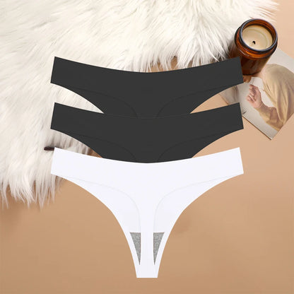 3PCS/SET Sexy G-String Underwear Breathable Female T-back Intimate Lingerie Seamless Low Waist Underpants Lady Bikini Panty S-XL