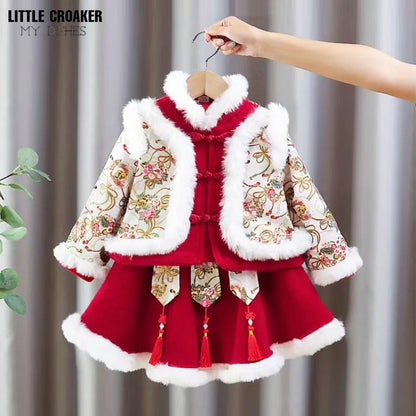 Winter Quilted Hanfu Dress Children Costume Child Kids Carnival Cosplay Costume Chinese Ancient Hanfu Girls Hanfu New Year