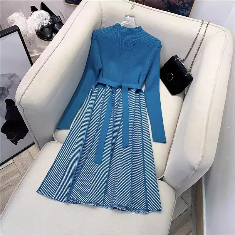 Autumn/Winter women's knitted dress Fashion elegant Korean style knee-length skirt