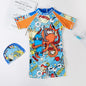 Baby Swimsuit One-Piece Bathing Suit Boy with Sun Cap UPF50 UV Protection Long Sleeve Dinosaur Children's Swimwear for Toddlers