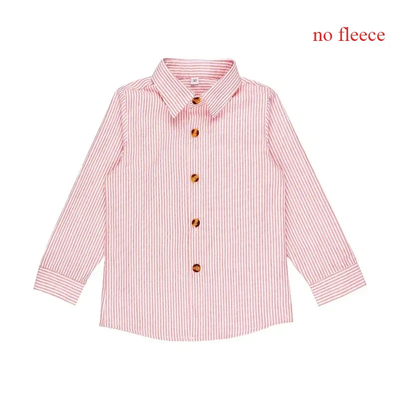 Winter Boys White Shirts Fleece Warm School Children Class Shirts Casual Cotton All-match Kids Long Sleeve Blouse Tops 2 To 12 Y