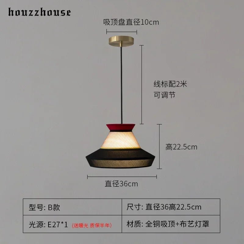 Japanese Minimalist Wabi-sabi Fabric Art Decorative Pendant Ligths LED E27 Modern Interior Lighting Restaurant Bedroom Homestay