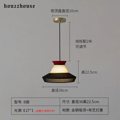 Japanese Minimalist Wabi-sabi Fabric Art Decorative Pendant Ligths LED E27 Modern Interior Lighting Restaurant Bedroom Homestay