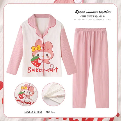 Miniso Autumn Winter Children's Pajamas Set 2025 Cute Anime Cartoon Kids Pijama Boy Girl Sleepwear Long-Sleeved Pants Loungewear