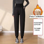 Women Pants Warm Winter Thick Lambskin Cashmere Pants High Waist Black Harem Long Trousers Wool Cold Resistant