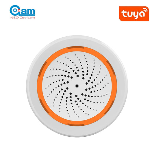 Coolcam Tuya Zigbee Smart Siren Alarm For Home Security with Strobe Alerts Support USB Cable Power UP Works With TUYA Smart Hub