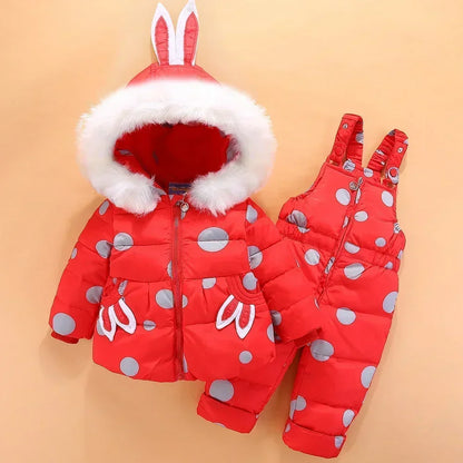 Winter Children`s Clothing Set 2Pcs Girl Down Jacket 2025 New Baby Snowsuit Clothes Overalls for kids Toddler Jumpsuit Coat 1-4Y