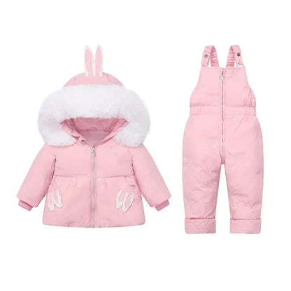 Winter Children`s Clothing Set 2Pcs Girl Down Jacket 2025 New Baby Snowsuit Clothes Overalls for kids Toddler Jumpsuit Coat 1-4Y