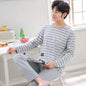 Stripe 100% Cotton Pajamas Sets Men Long Sleeve Pijama Set for Male S-XXXLSize Sleep Clothing Nightie Sleepwear Man Pyjamas Suit