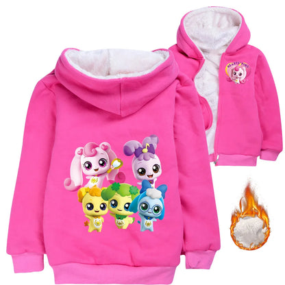 Little Pony Unicorn Winter Hooded Sweater Warm Zipper Jacket for Kids Boy Girl