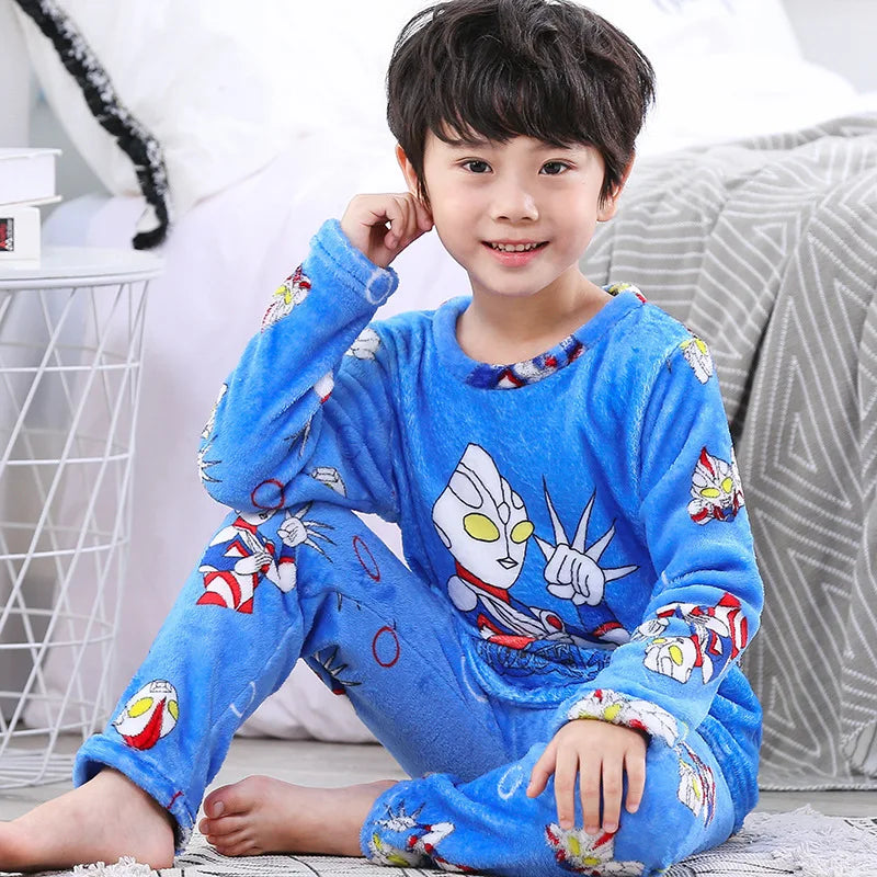 New Winter Children Pajamas Girls Princess Loungewear Coral Fleece Kids Pijamas Warm Flannel Sleepwear Homewear teen Pyjama Set