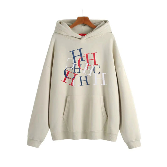 CHCH Autumn Winter Women's Hoodies Warm Oversize Luxury Print Letters Fleece Loose High Quality Hooded Sweatshirt