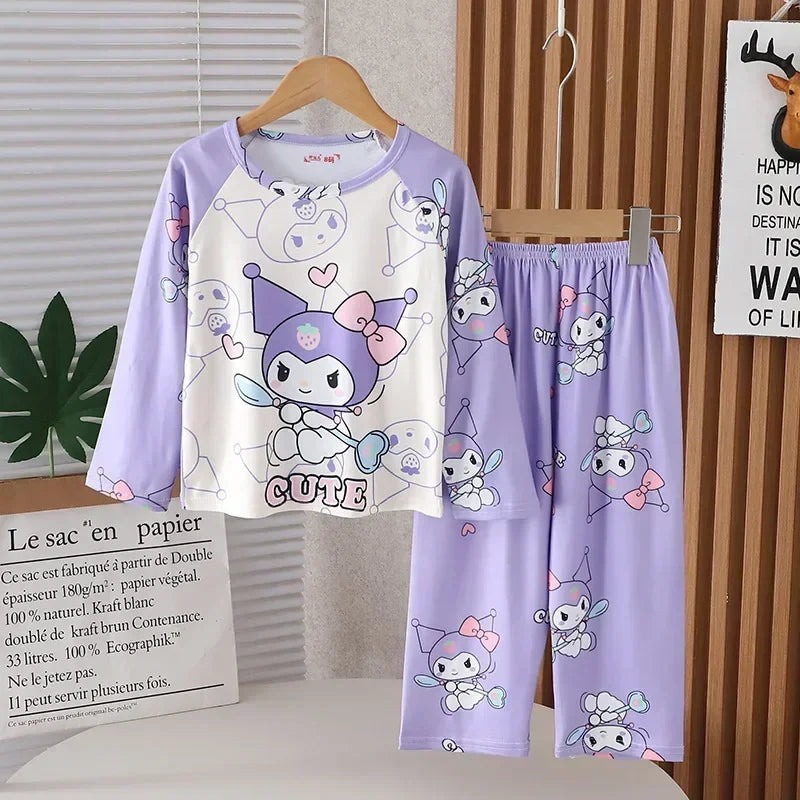 2025 Winter Children Pajama Sets Girl Long Sleeved Pants Pijamas Boys Cartoon Sleepwear Cute Kids Loungewear Korean Home Clothes