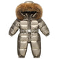 Children Winter Overalls Waterproof Hooded Girl Down Jacket Baby Boy Warm Jumpsuit Toddler Girl Faux Fur Ski Suit Kids Snowsuit