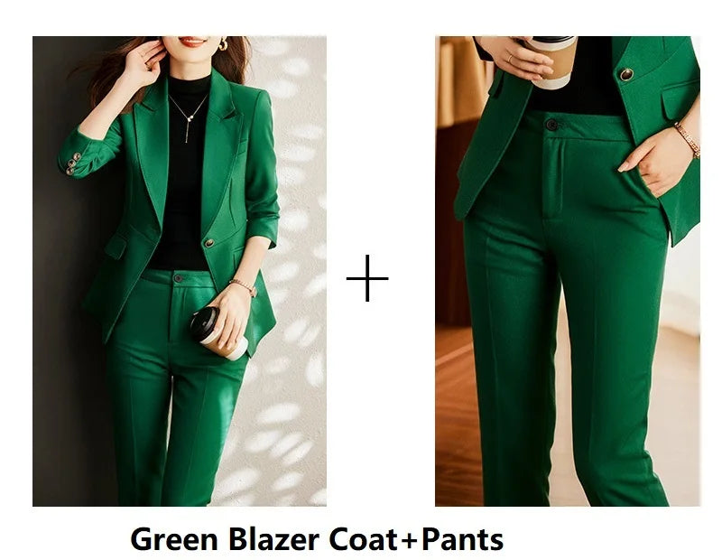 Elegant Women Formal Business Suits Senior Fabric Autumn Winter Professional Office Work Wear Pantsuits Blazers Trousers 3pieces