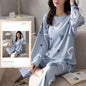 Spring Autumn Size 5XL Women Polyester Pajamas Dots Sleepwear Long-sleeved Homewear Sets Womens Cartoon Nightwear Casual Pijamas