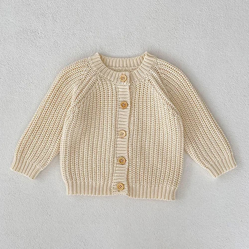 Autumn Winter Korean Style Toddler Baby Girls Sweater Coat Long Sleeved Solid Color Newborn Baby Girls Knitting Cardigan