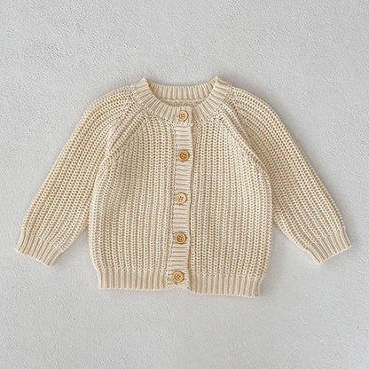 Autumn Winter Korean Style Toddler Baby Girls Sweater Coat Long Sleeved Solid Color Newborn Baby Girls Knitting Cardigan