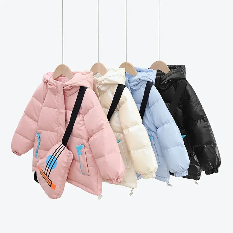 Children Winter Jacket Boy Autumn Printed Guitar Waterproof Shiny Hooded Little Outerwear Duck Down Coat Kids Girl Parka