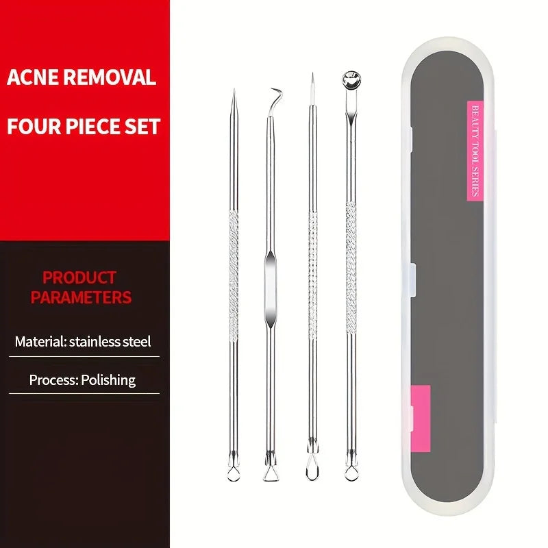 4PCS Blackhead Remover Acne Needle Tools Set Face Cleaning Black Dots Pimple Comedone Extractor Pore Cleaner Skin Care Products