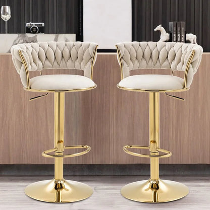 Custom，Bar Chair Home Tall Nordic Metal Luxury Gold Swivel Kitchen Velvet High Modern Cheap Stools Chair Bar Furniture For Bar