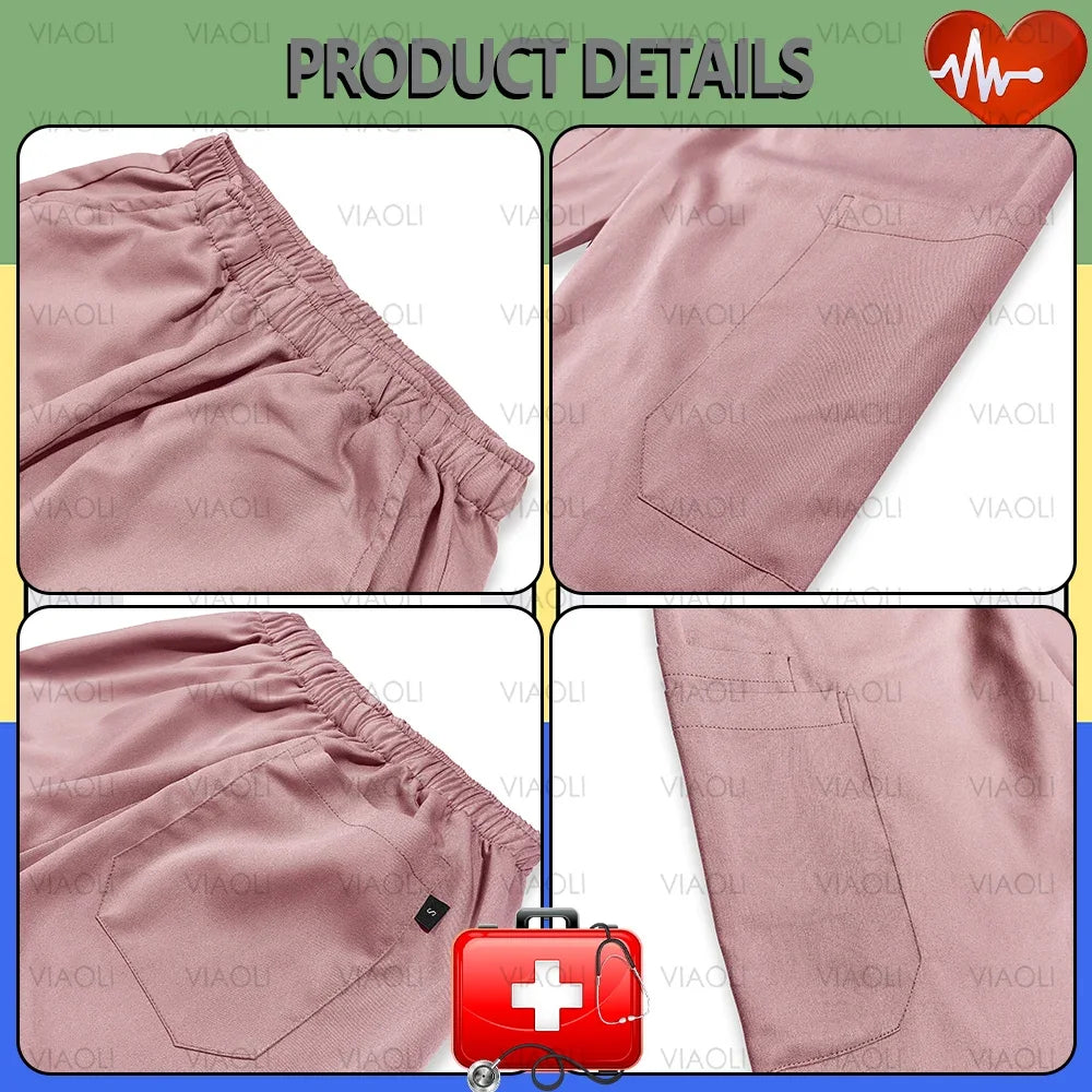 S-XXXL Hospital Clinical Workwear Nurse Uniforms Scrub Set Unisex Shirt Straight Pants Nursing Accessories Medical Surgical Wear