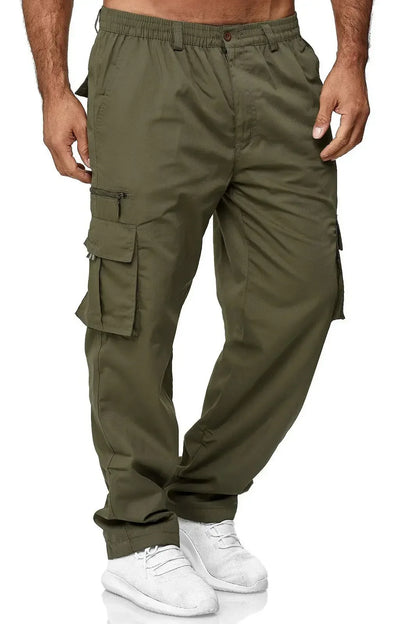 Men's Cargo Trousers Elastic Waist Elastic Multi-pocket Loose Combat Work Pants Outdoor Fitness Sports Casual Pants S-4XL