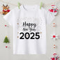 Hello 2025 Happy New Year Print Child T-shirt Boys Girls Outfits Clothes Winter Holiday Party Kids T Shirt Short Sleeve Tops Tee