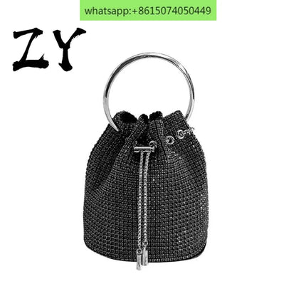 Full A rhinestone Bucket Bag Full Of Diamond bag fashion studded Joker slung hand bill of lading shoulder dinner bag