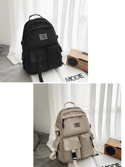 A Load Of Multi-pocket Men and Women Universal Nylon Large-capacity Leisure Simple Schoolbag Insert Buckle Computer Backpack