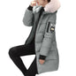 New Winter Coat Women's Jacket Fur Neckline Long Basic Coats Thick Jackets Cotton Padded Outerwear Parkas Female Clothes