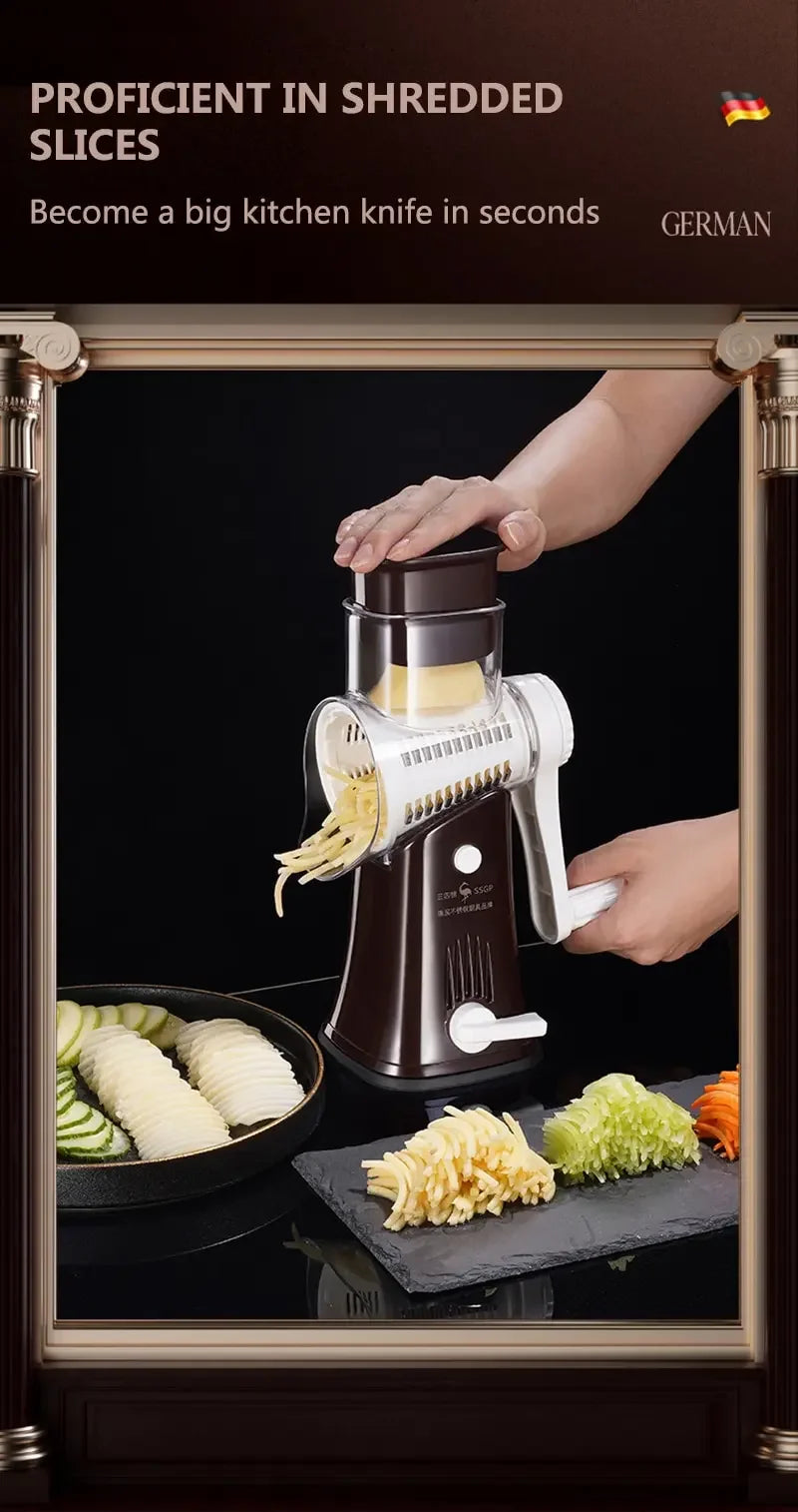 Vegetable Slicer Cutter Manual Drum Grater Multifunction Rotary Cheese Grater Kitchen Veggie Chopper Food Shredder Meat Grinder