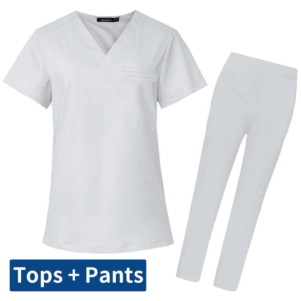 Men's Scrubs Medical Uniform Lab Set Male Wholesale Clinic Hospital Doctor Overalls V-neck Fashion Scrub Pharmacy Nurse Clothes