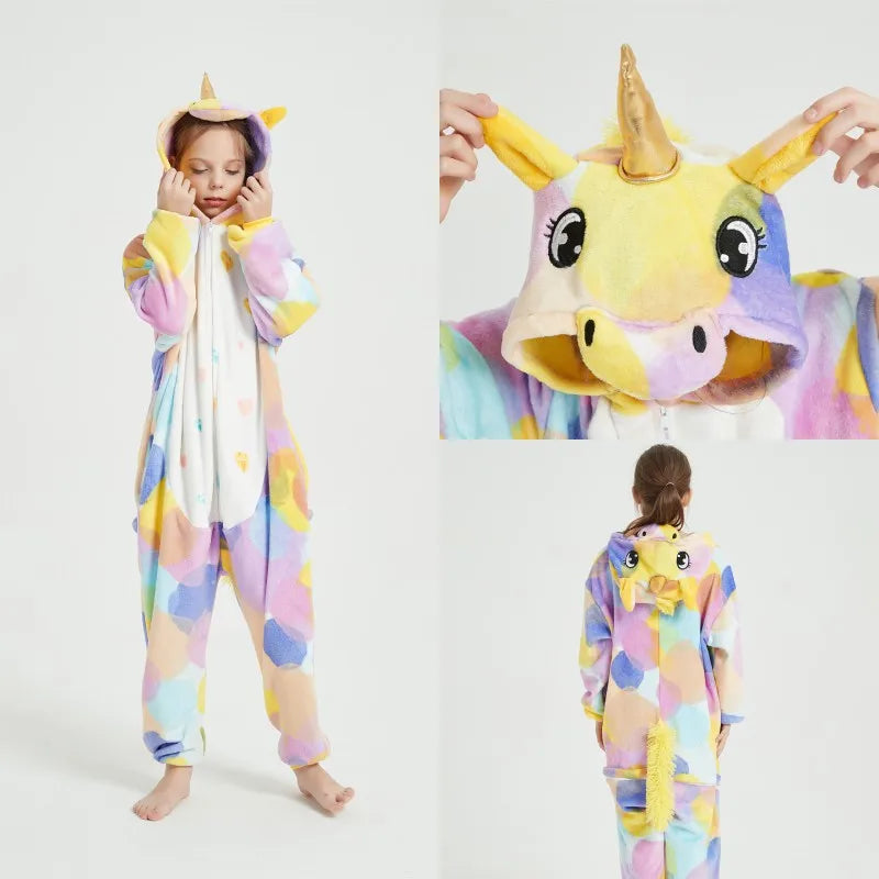 Kids Pijamas Shark Kigurumi Parenting Animal  Onesie Unicorn Sleepwear Bodysuits Adult Full Body Jumpsuits Winter Flannel