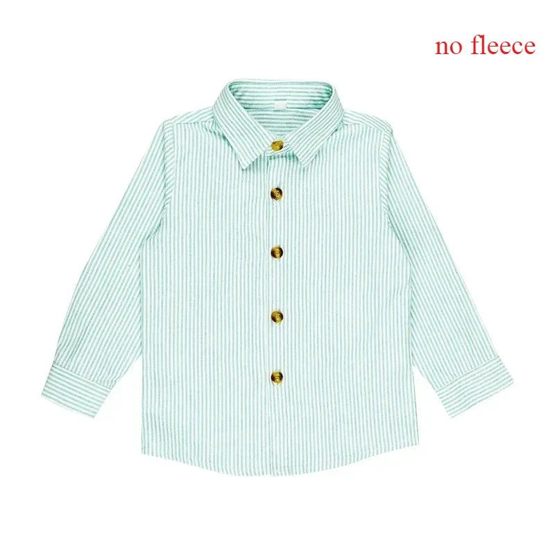 Winter Boys White Shirts Fleece Warm School Children Class Shirts Casual Cotton All-match Kids Long Sleeve Blouse Tops 2 To 12 Y