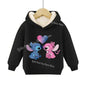 Lilo&stitch Children Hoodie Winter Thicken Warm Pullover Sweatshirt Street Sweater Girl Boy Outdoor Sports Kid Hooded Clothes