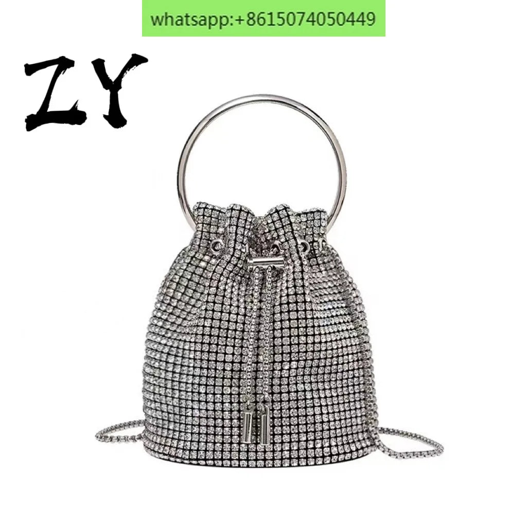 Full A rhinestone Bucket Bag Full Of Diamond bag fashion studded Joker slung hand bill of lading shoulder dinner bag