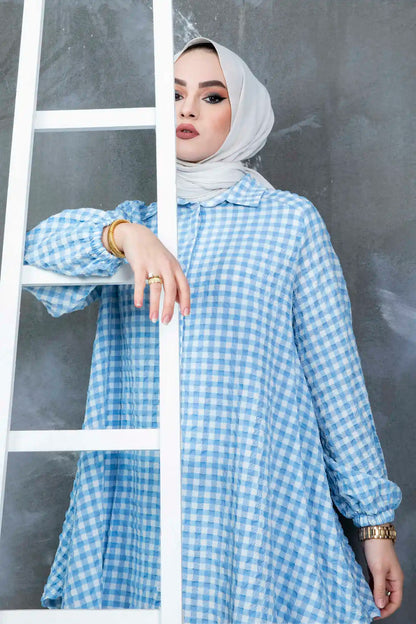 Women 88gingham Hijab Tunic Ramadan Dubai Musulman Islamic Longo Vestidos Made Turkey Hot Sale Summer Morocco New Robe Femme