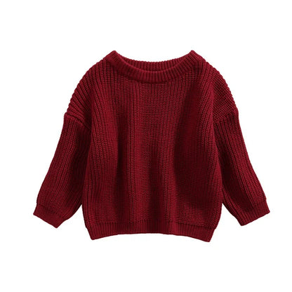 Newest Newborn Baby Girl Boy Knitted Long Sleeve Autumn Winter Sweater Solid Loose Pullover Casual Tops Kids Clothes 3M-5Y