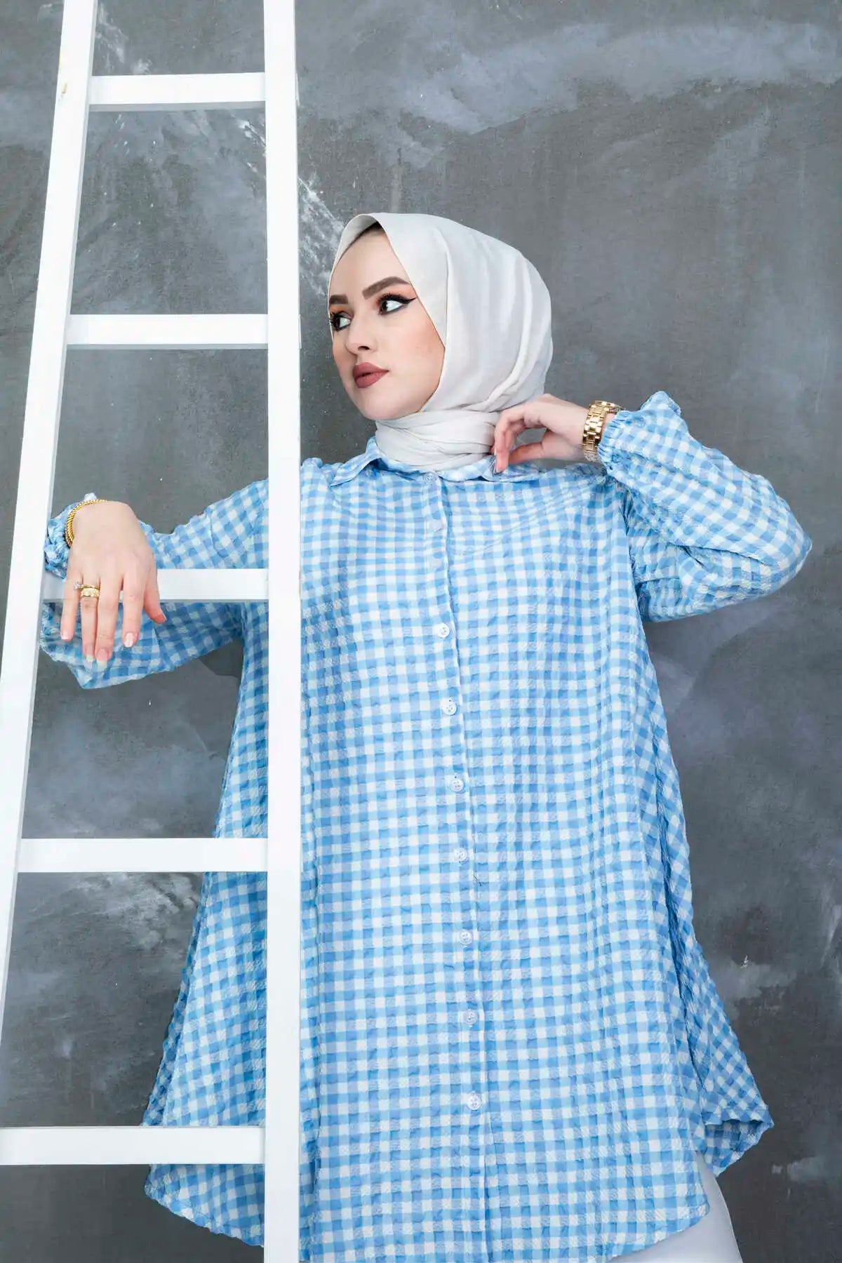 Women 88gingham Hijab Tunic Ramadan Dubai Musulman Islamic Longo Vestidos Made Turkey Hot Sale Summer Morocco New Robe Femme