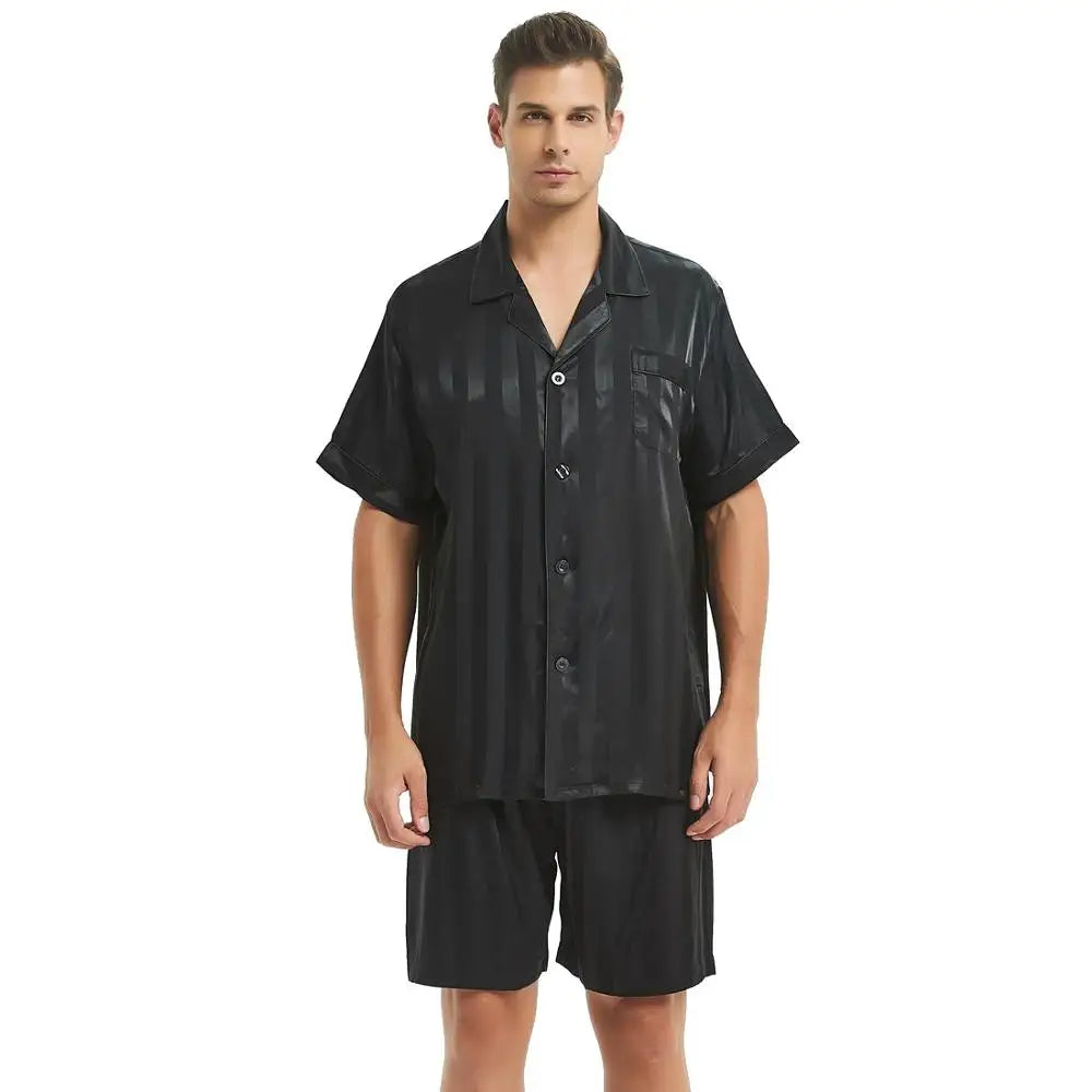 Mens Silk Satin Short  Pajamas Set  Pajama Pyjamas  Set  Sleepwear Set  S , M , L  , XL ,  2XL  , 3XL ,  4XL