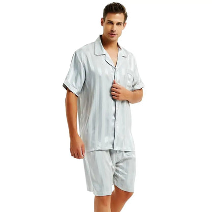 Mens Silk Satin Short  Pajamas Set  Pajama Pyjamas  Set  Sleepwear Set  S , M , L  , XL ,  2XL  , 3XL ,  4XL