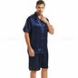 Mens Silk Satin Pajamas Pyjamas PJS  Short  Set  Sleepwear Loungewear  S,M,L,XL,2XL,3XL,4XL