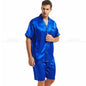 Mens Silk Satin Pajamas Pyjamas PJS  Short  Set  Sleepwear Loungewear  S,M,L,XL,2XL,3XL,4XL