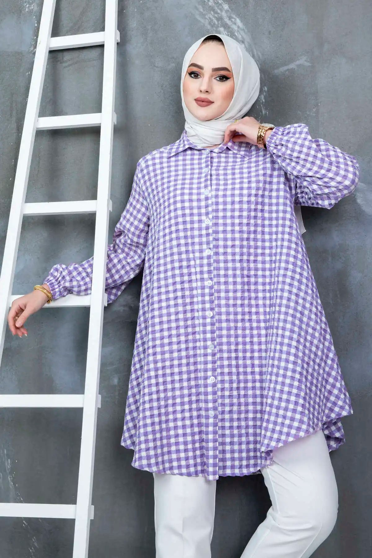 Women 88gingham Hijab Tunic Ramadan Dubai Musulman Islamic Longo Vestidos Made Turkey Hot Sale Summer Morocco New Robe Femme